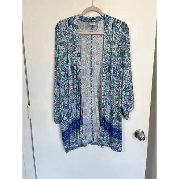 Soma Kimono Pajama Wrap Folklore Royal Blue Stretch Soft Large - Picture 4 of 8